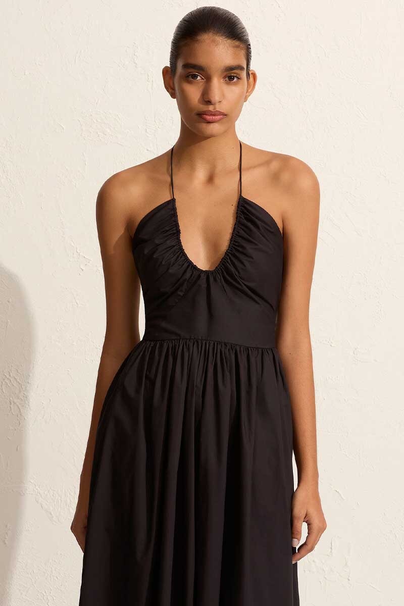 DRAWCORD HALTER SUNDRESS-BLACK Dress Matteau 
