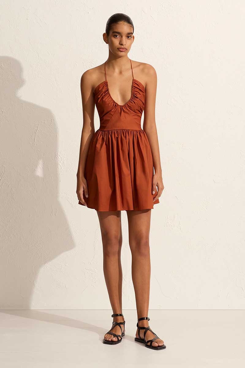 DRAWCORD HALTER MINI DRESS-SIENNA Dress Matteau 