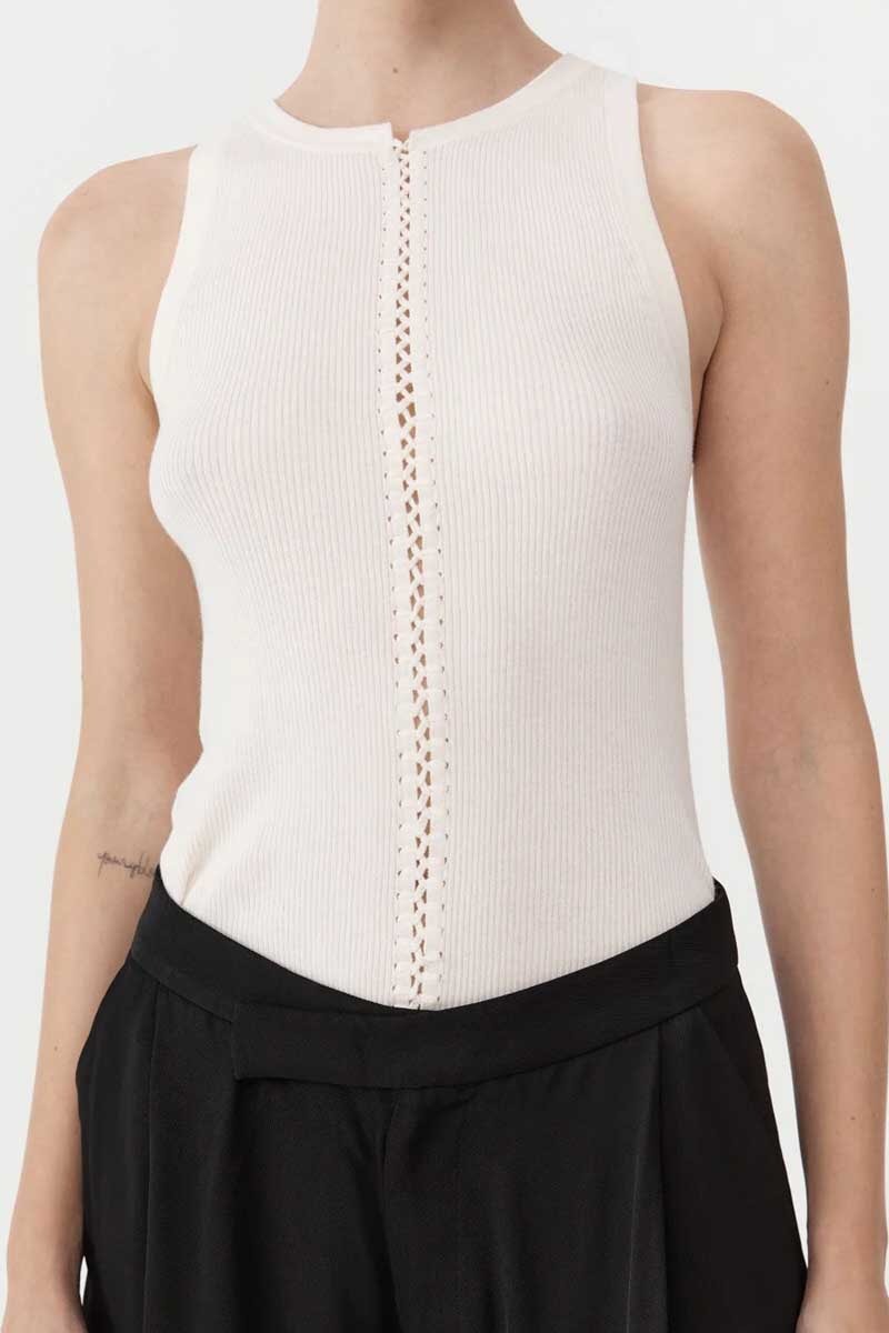 STITCH DETAIL TANK-IVORY Tops ST AGNI 