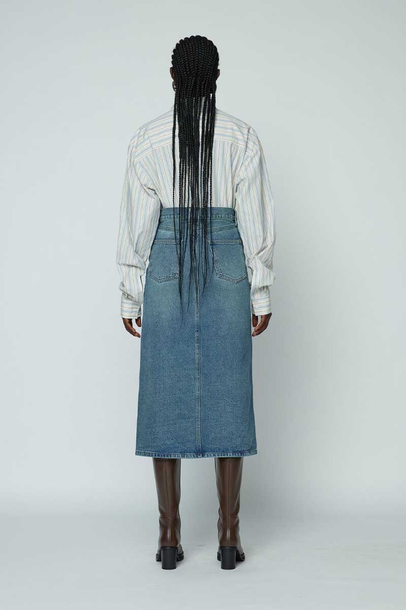 DENIM MAXI SKIRT-MID WASH INDIGO Skirts Wynn Hamlyn 