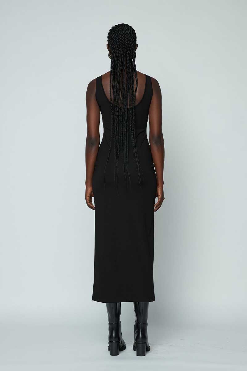 RIB STRAP MAXI DRESS-BLACK Dress Wynn Hamlyn 