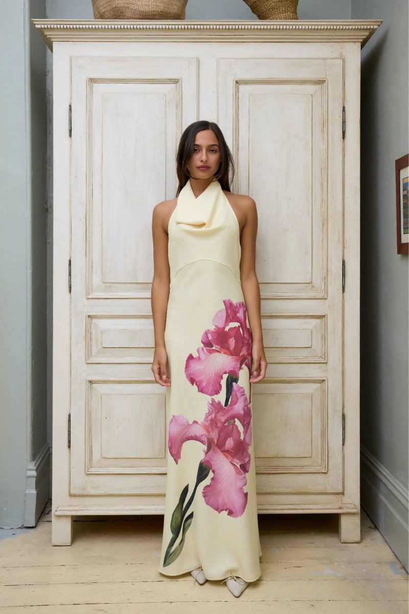 COWL SLIP DRESS-IRIS FLORAL Dress With Harper LU 
