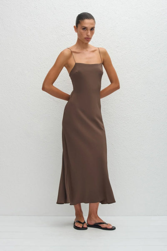 SQUARE SLIP DRESS-TRUFFLE Midi Dress Matteau 