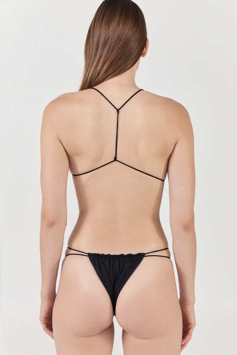 FINE STRAP KNOT DETAIL TRI TOP-BLACK Swim ZIAH 