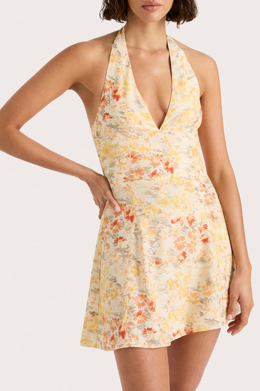 MIRA MINI DRESS-ADELINE FLORAL YELLOW Mini Dress Faithfull the Brand 