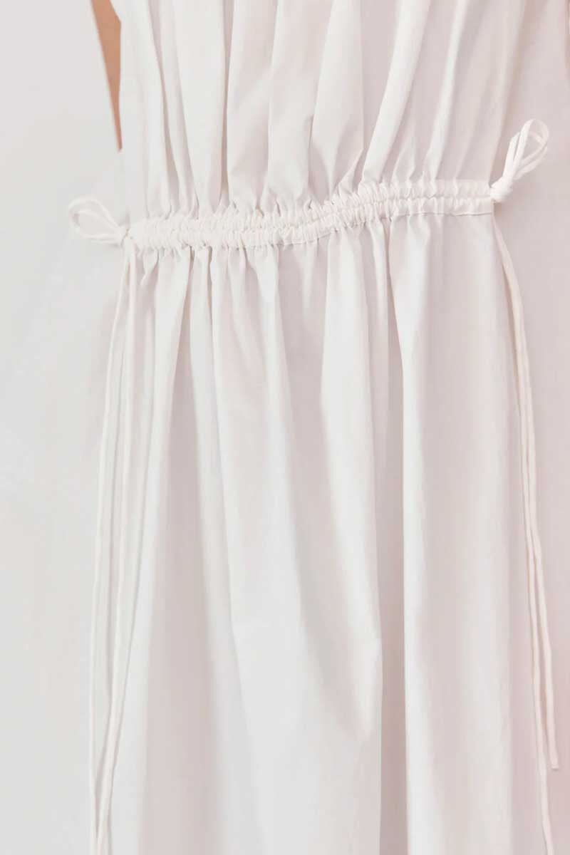 RELAXED DRAWSTRING DRESS-WHITE Dress ST AGNI 