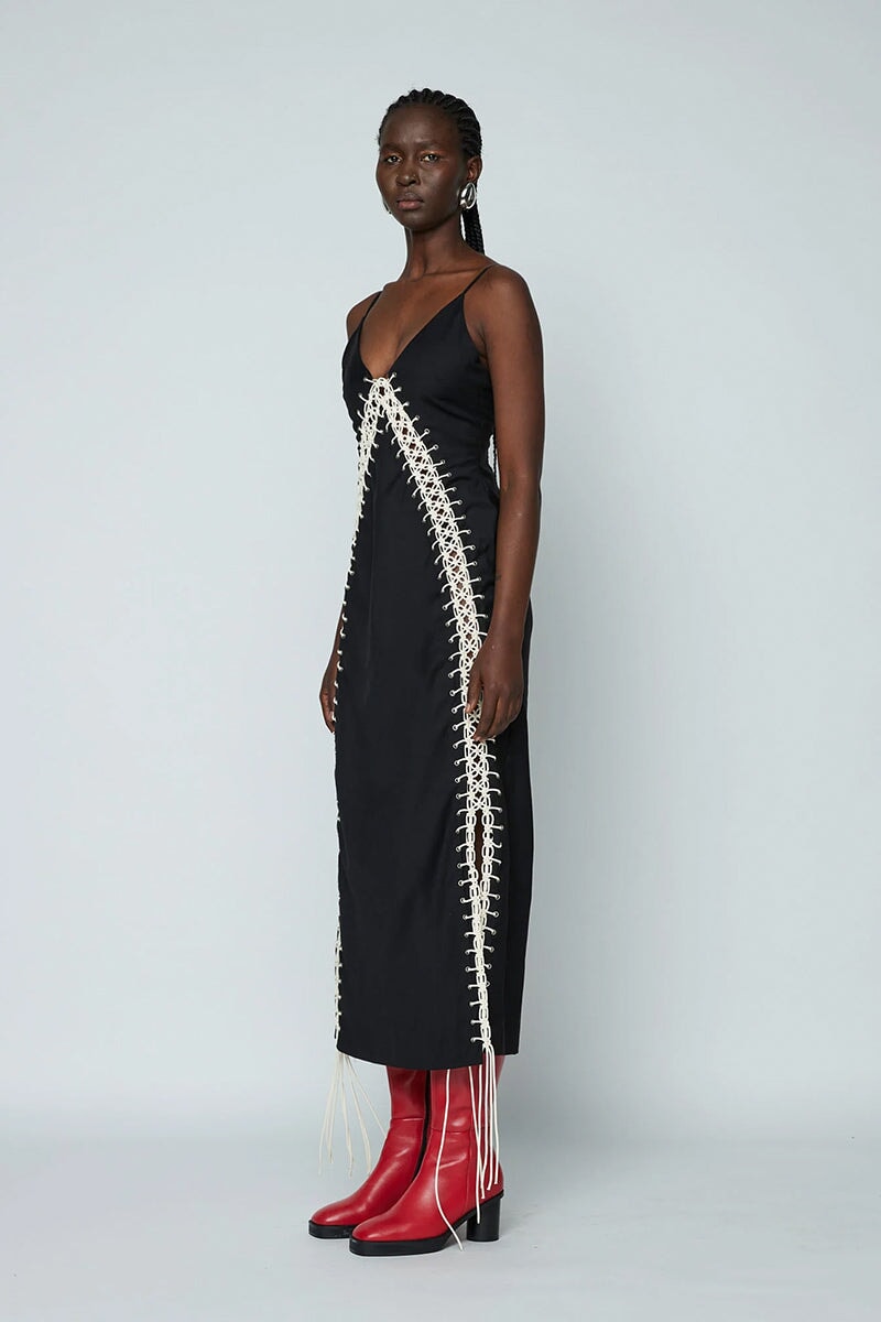 MACRAME MAXI DRESS-BLACK Dress Wynn Hamlyn 