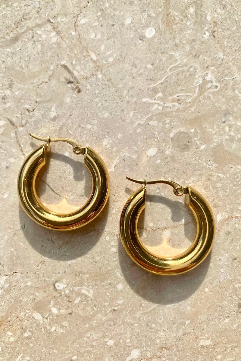 CLASSIC THICK HOOP-GOLD Jewellery Anna Rossi Jewellery Uni Gold 