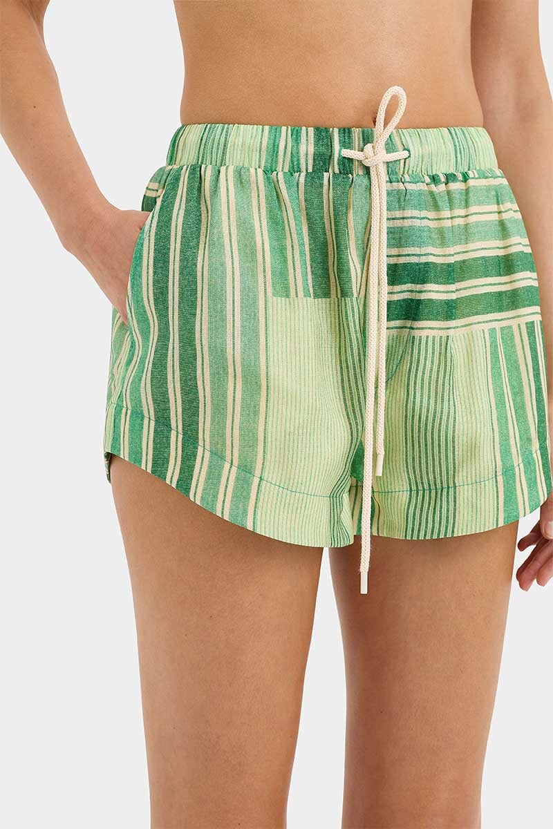 MARISOL CORDED SHORT-GREEN PATCHWORK STRIPE Shorts SIR. OP Green Patchwork Stripe 