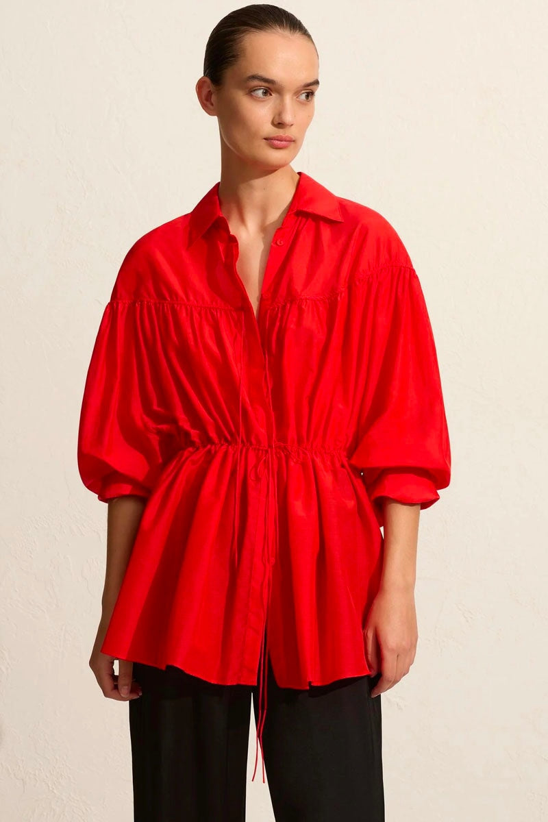 DRAWCORD TUNIC-ROSSO Shirts Matteau 1 Rosso 