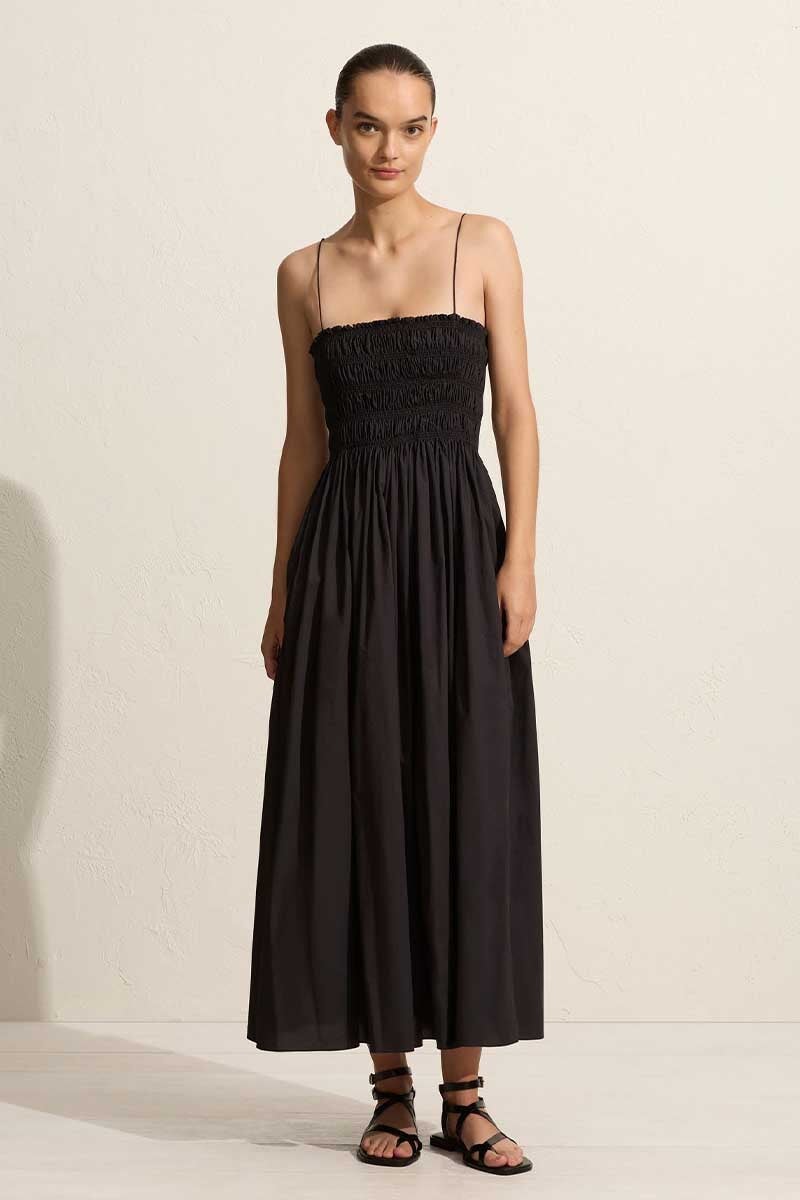 SHIRRED BODICE DRESS-BLACK Dress Matteau 1 Black 