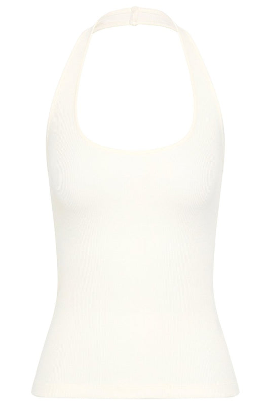 RIB HALTER TOP-WHITE Tops ST AGNI