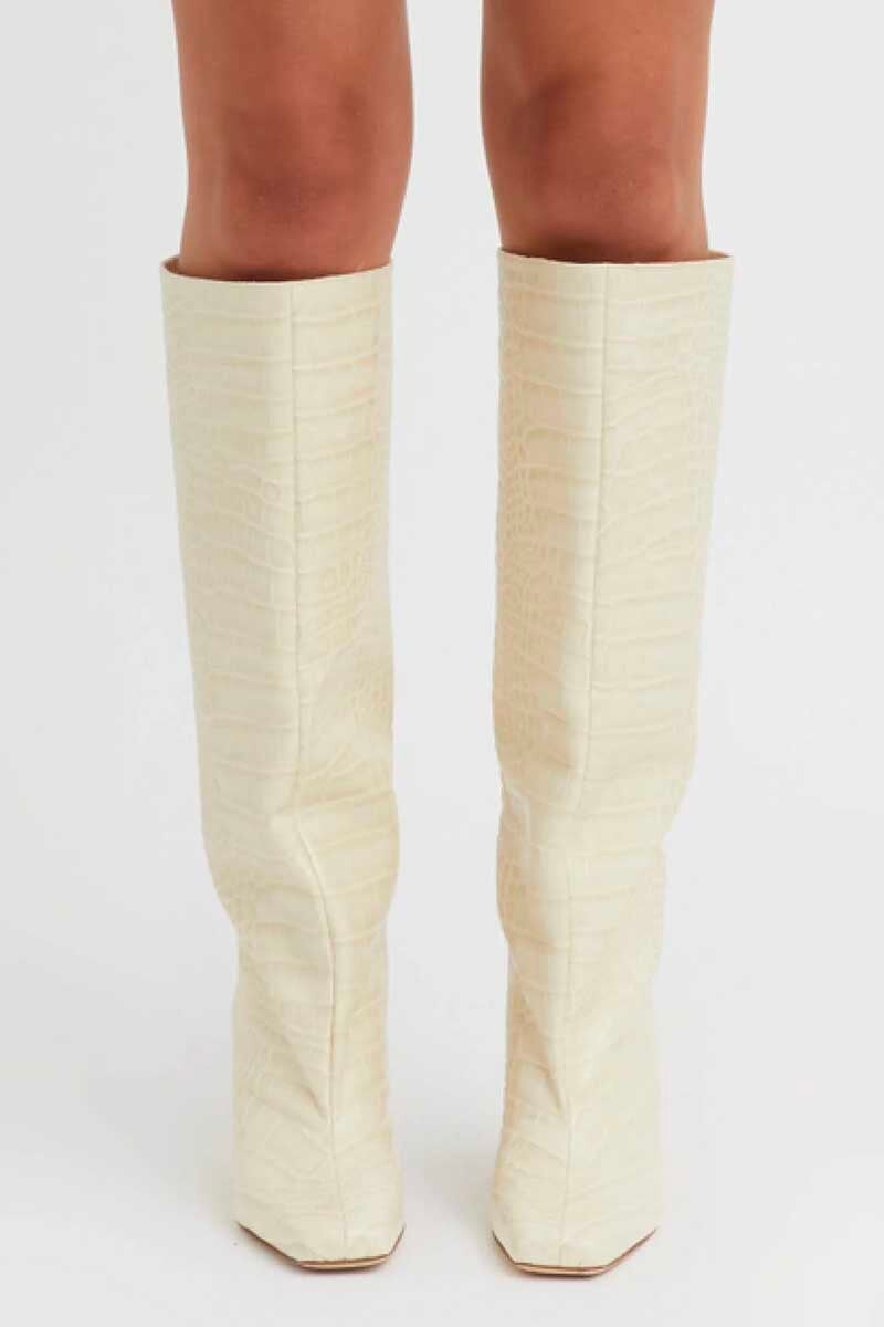 COSMOS KNEE HIGH BOOT-IVORY CROC Shoes Camilla and Marc 
