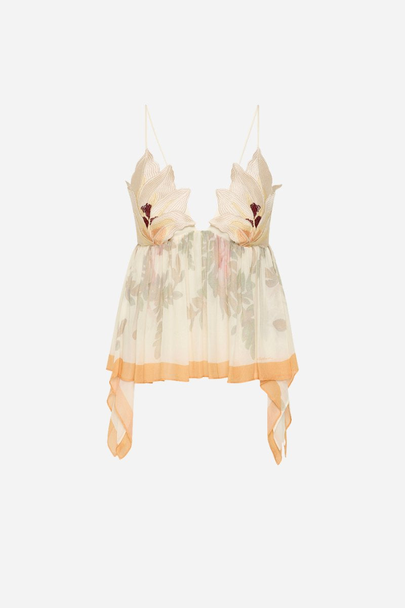 PROMISES FLOWER BUST CAMI-GARDENIA Tops ANTIPODEAN 