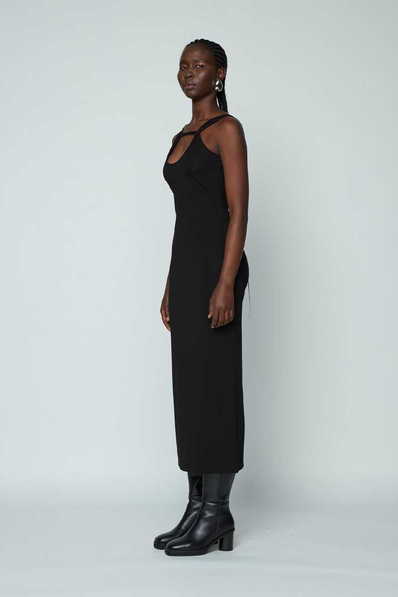 RIB STRAP MAXI DRESS-BLACK Dress Wynn Hamlyn 