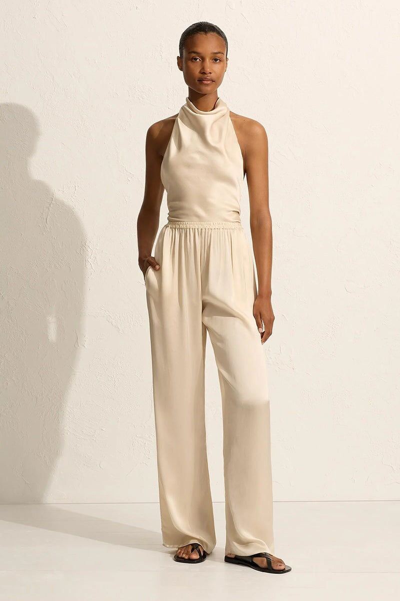 RELAXED SATIN PANT-IVORY Pants Matteau 1 Ivory 