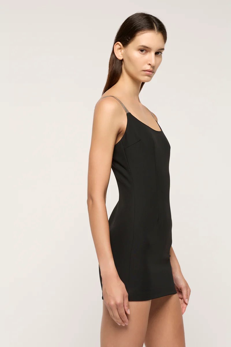 JENNER CHAINMIAL TRIM MINI DRESS-BLACK Dress Michael Lo Sordo 