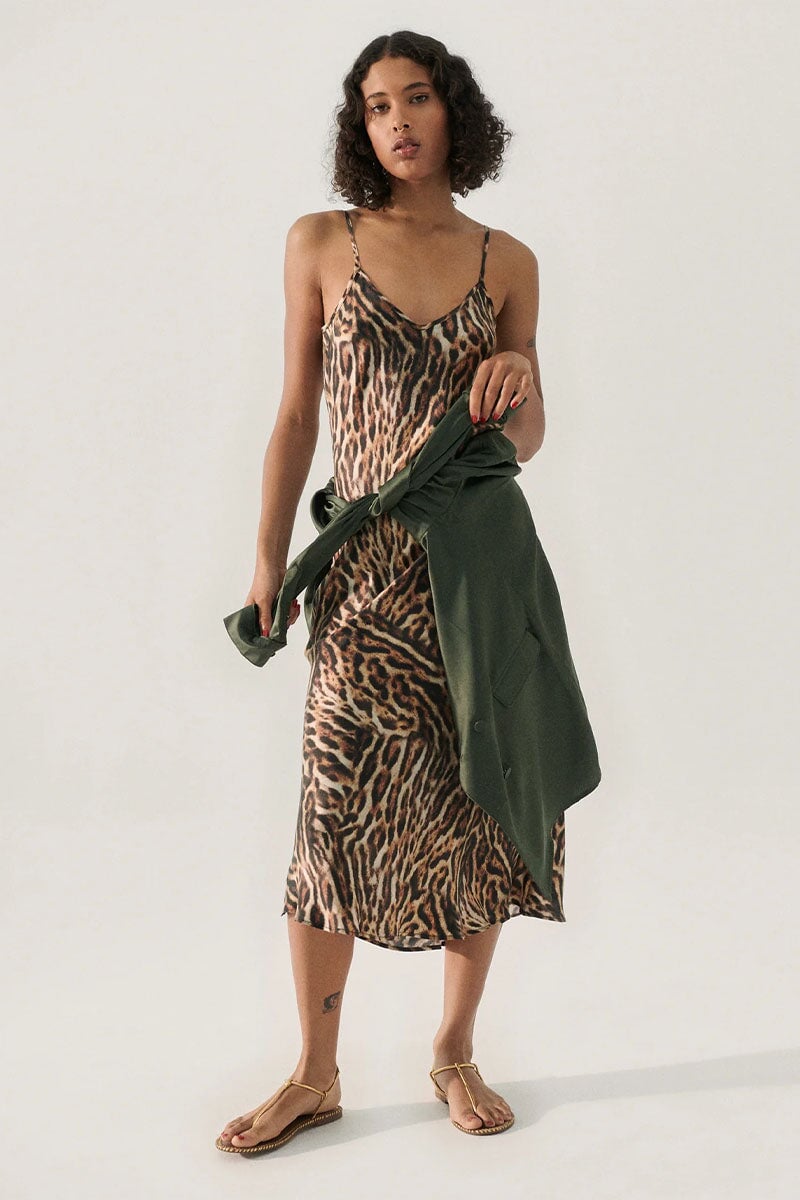 90S SLIP DRESS-LEOPARD Dress Silk Laundry 