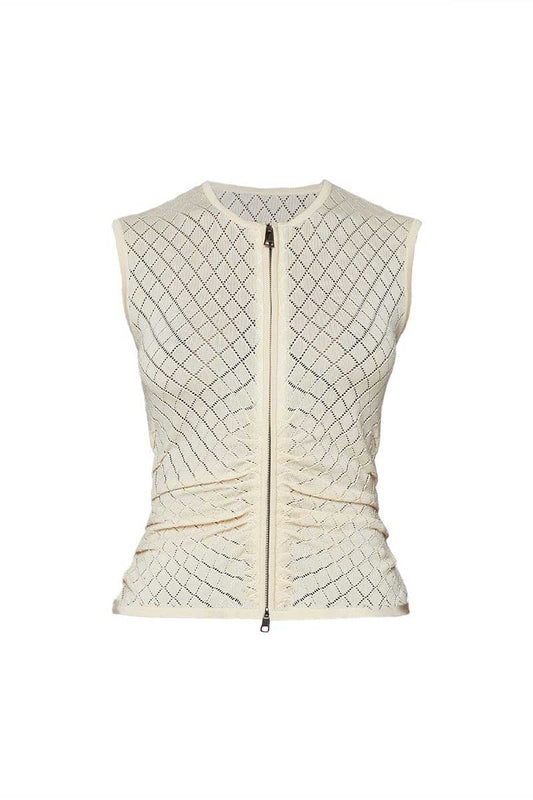 POINTELLE ZIPPER TANK-IVORY Tops Wynn Hamlyn XXS Ivory 