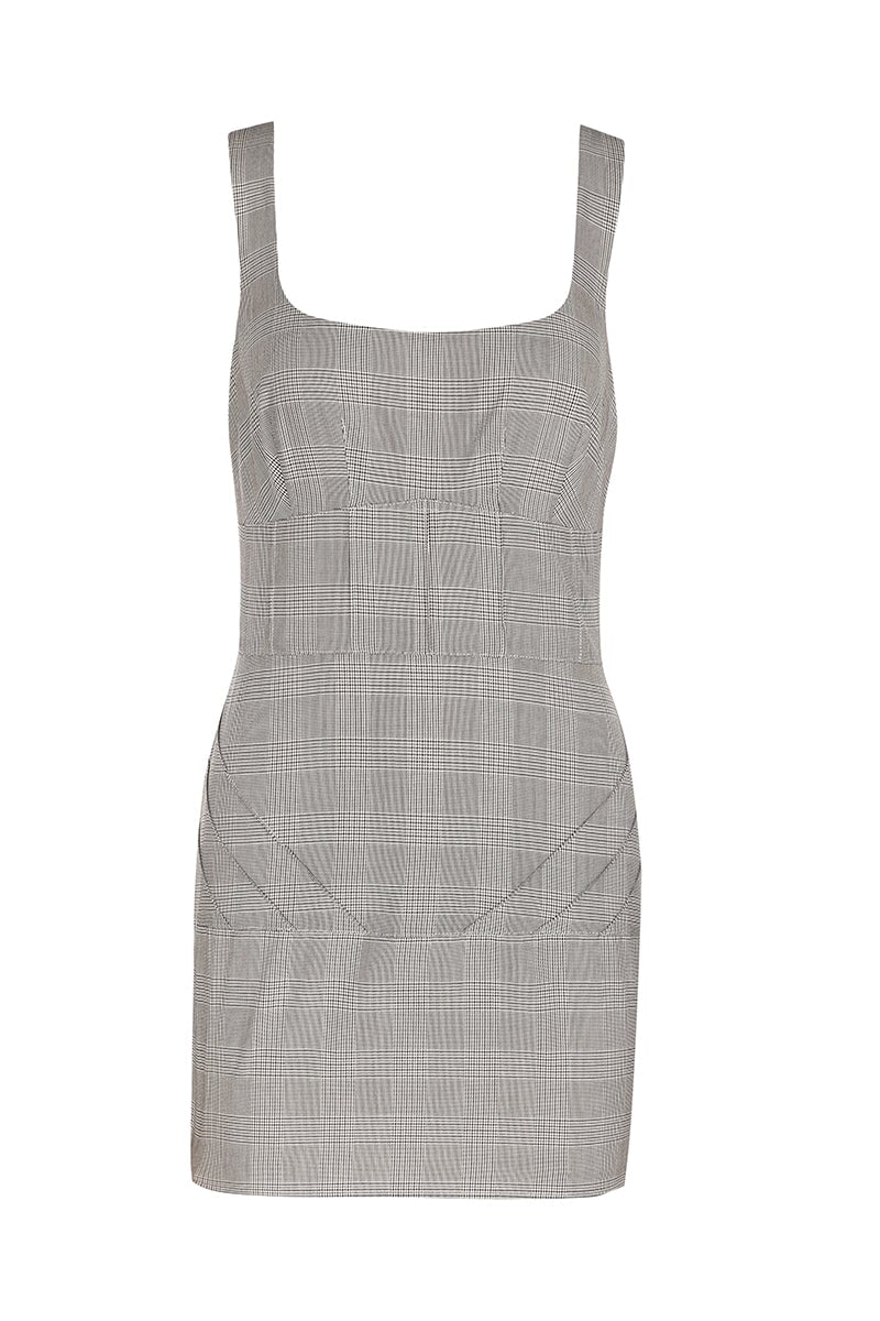 MAE DRESS-CHECKERED GREY Dress Auteur XXS Checkered Grey 