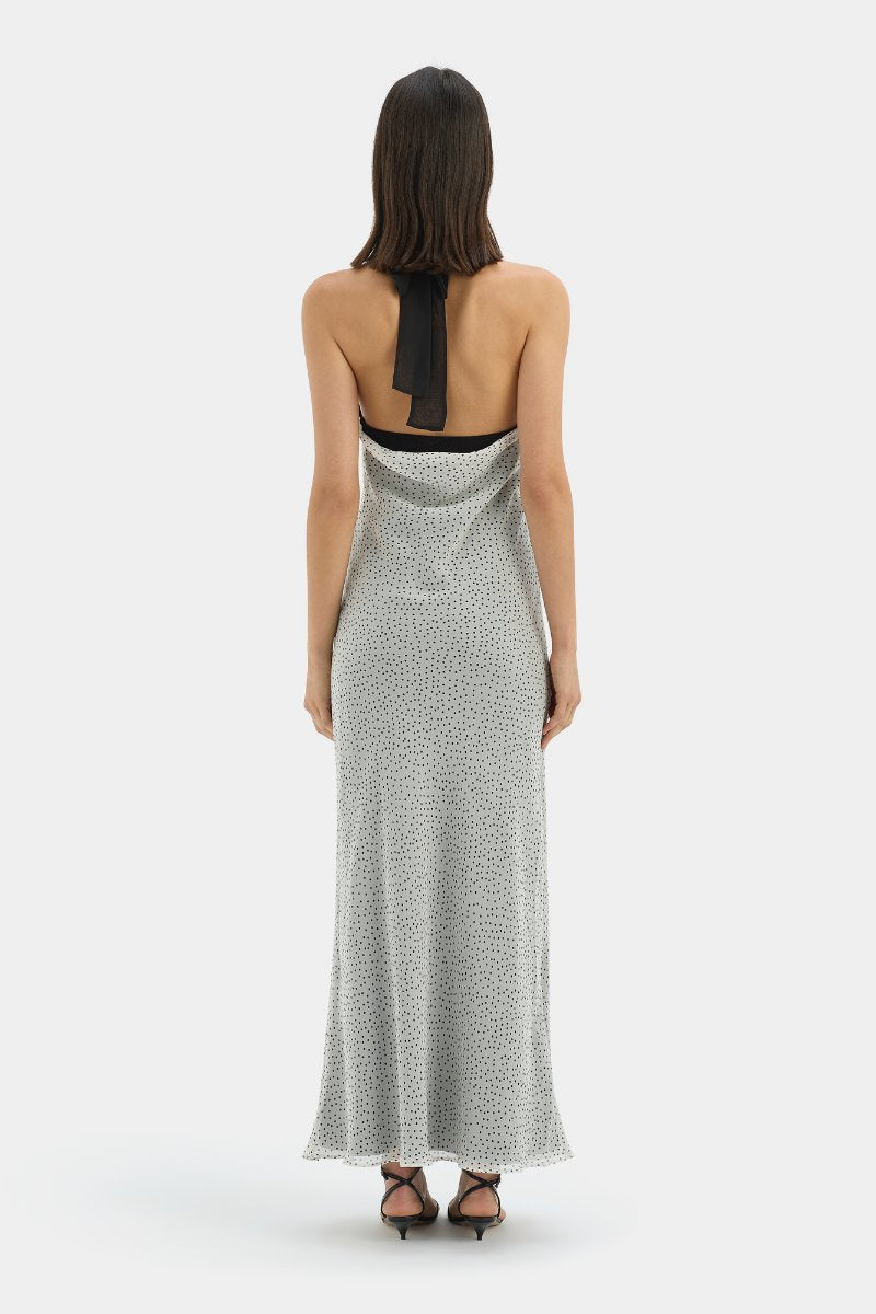 LISANDER HALTER MIDI DRESS-POLKA DOT BIANCA Midi Dress SIR. 