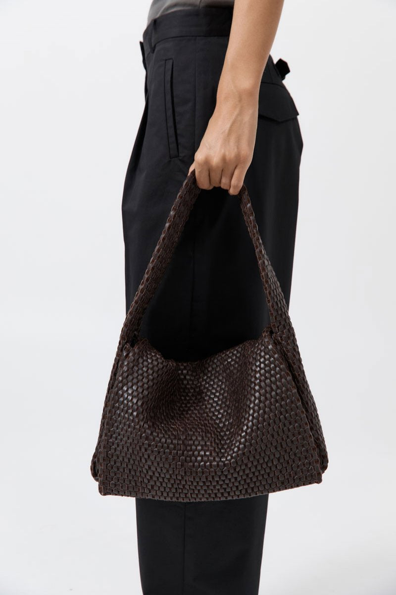 LATTICE EVERYDAY SATCHEL-COFFEE Handbags ST AGNI 