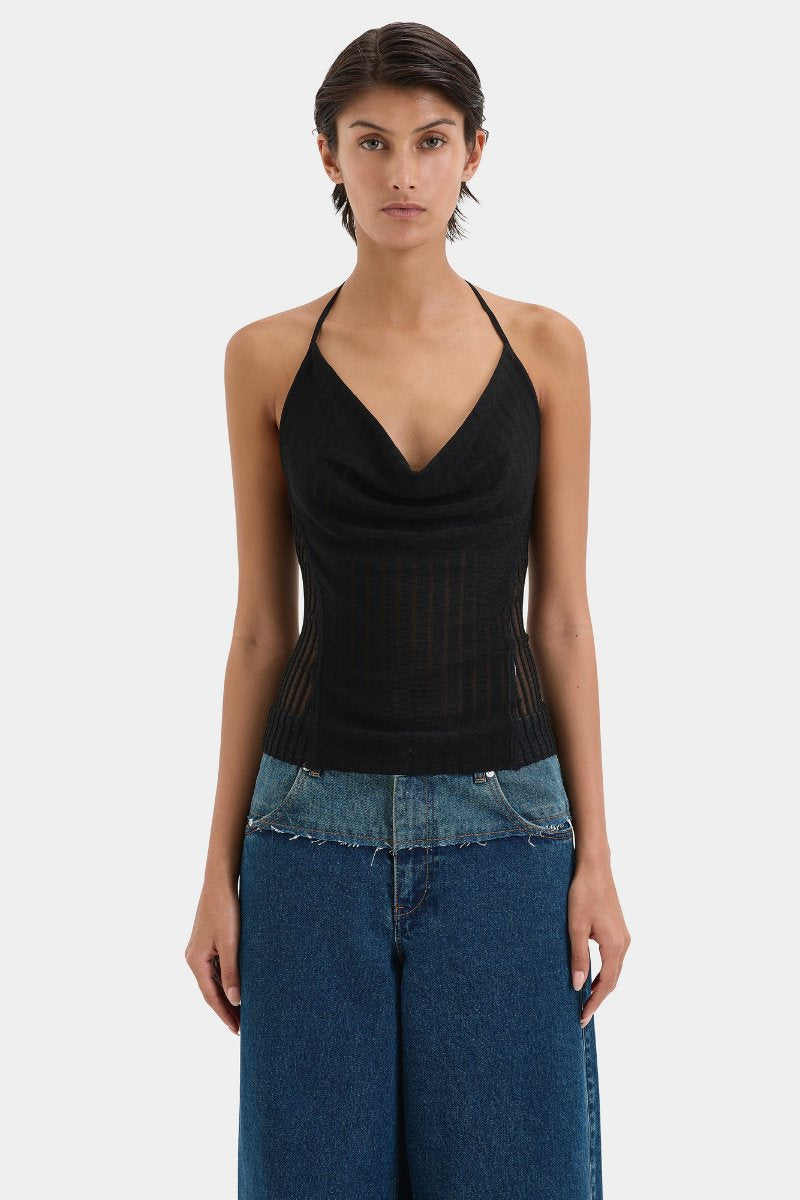 AZARIO HALTER TOP-BLACK Tops SIR. 