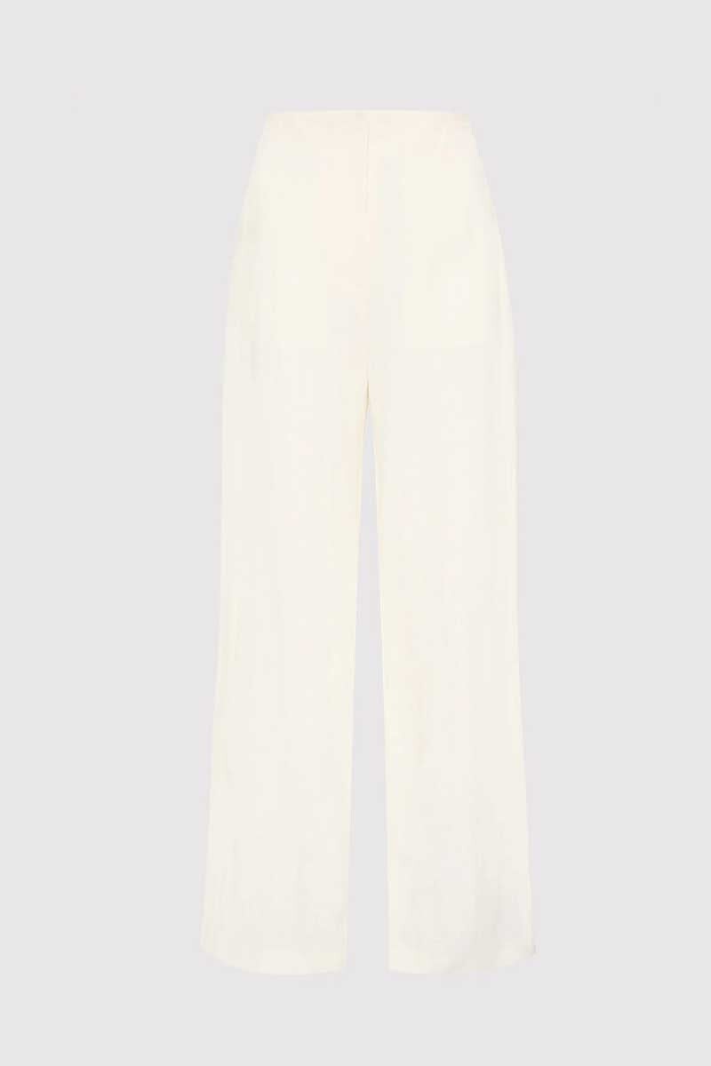 LINEN WIDE LEG PANTS-IVORY Pants ST AGNI XS Ivory 