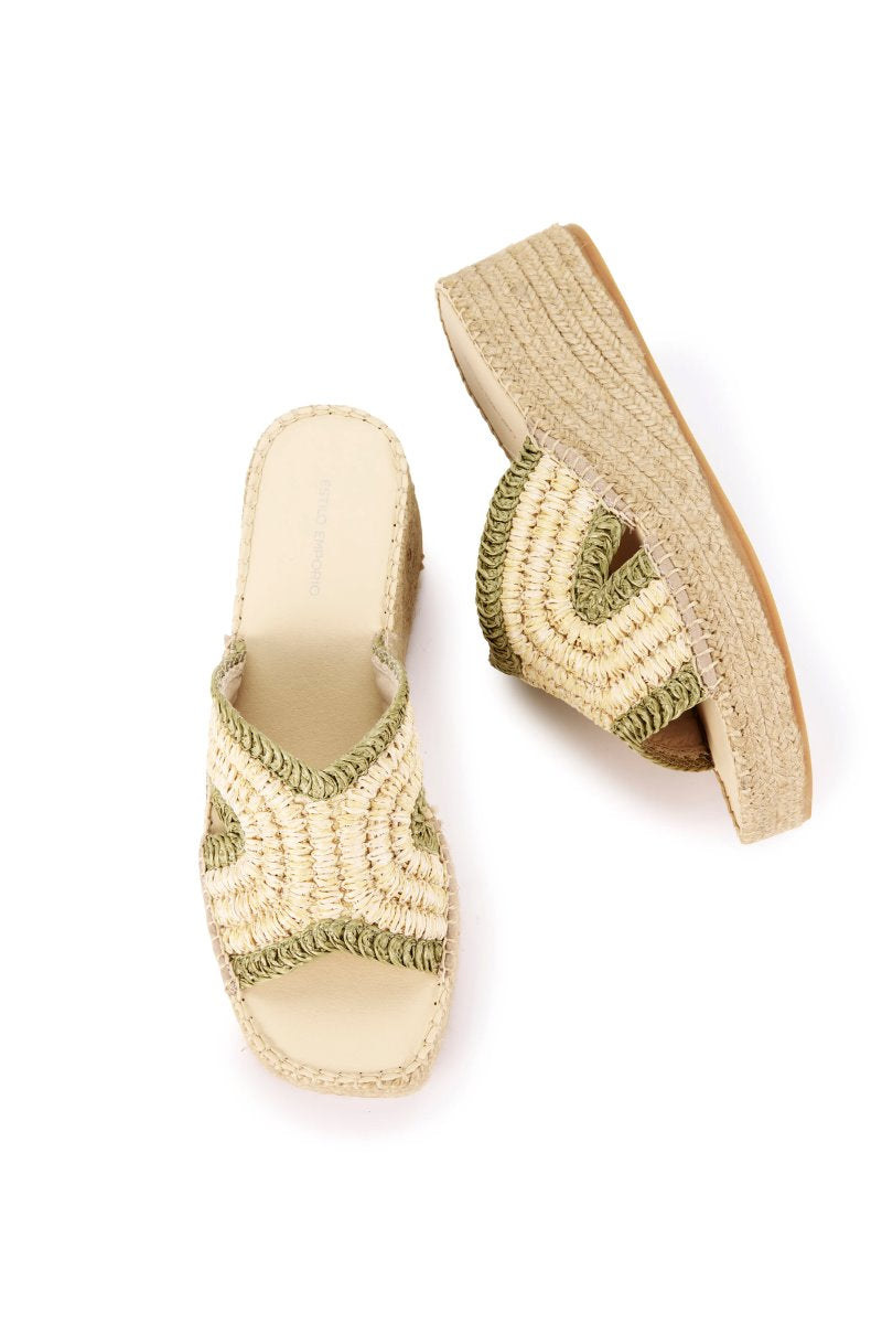 SPIRAL ESPADRILLE WEDGE-NATURAL/KHAKI Heels Estilo Emporio 