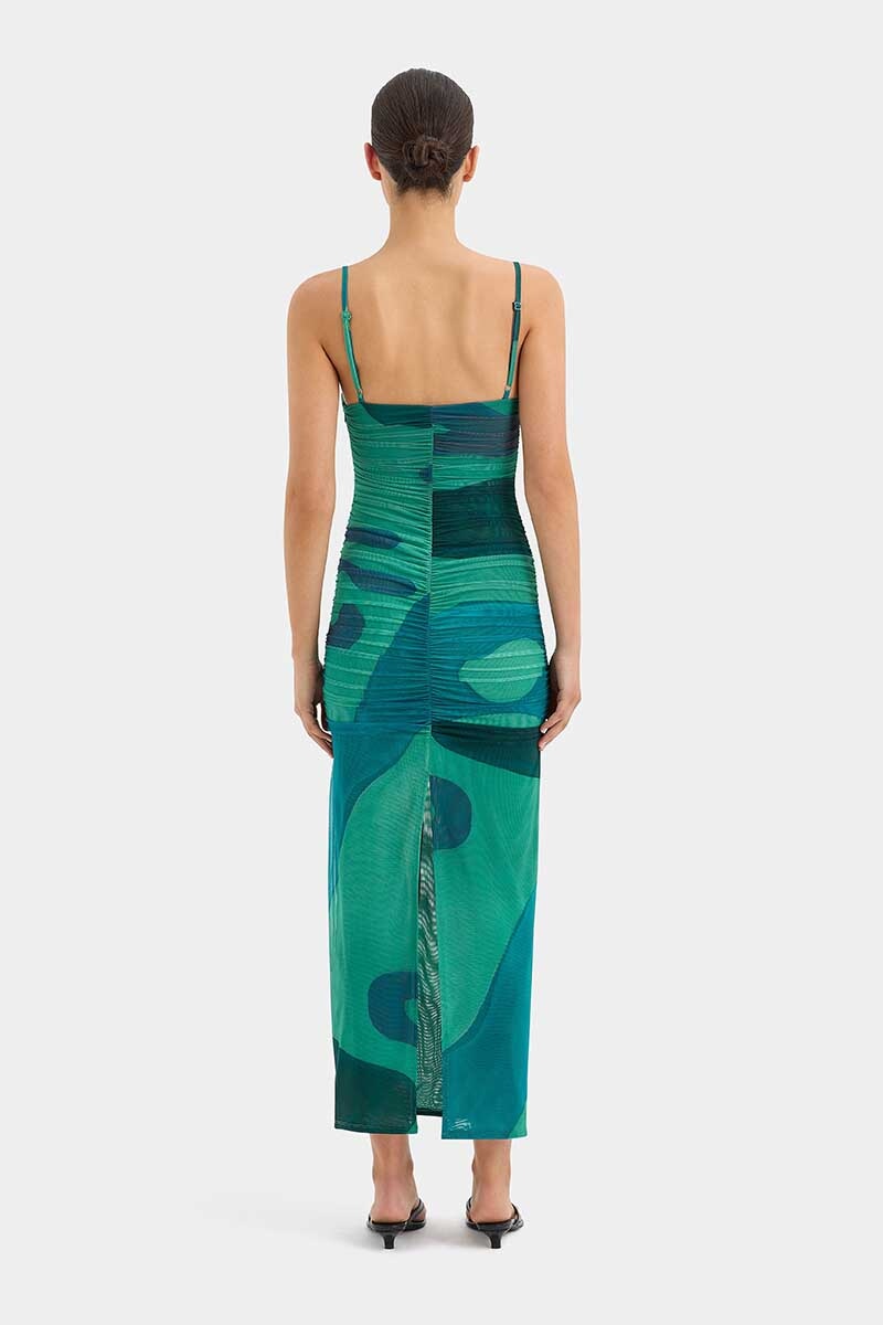 FRANKIE GATHERED MIDI DRESS-EMERALD REFLECTION Dress SIR. 