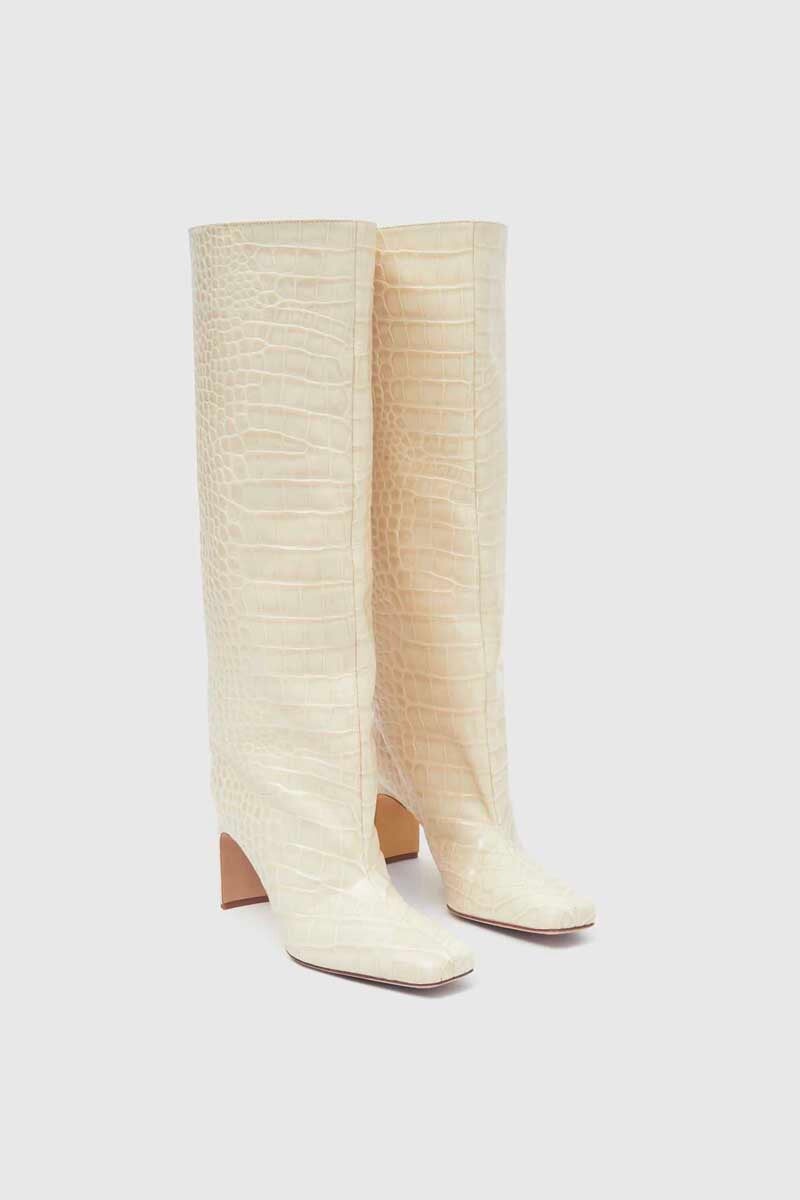 COSMOS KNEE HIGH BOOT-IVORY CROC Shoes Camilla and Marc 
