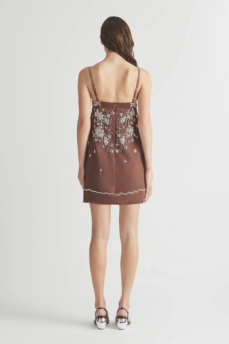 CRYSTAL MINI DRESS-CHOCOLATE Mini Dress ANTIPODEAN 