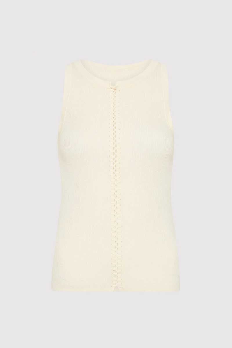 STITCH DETAIL TANK-IVORY Tops ST AGNI XS Ivory 