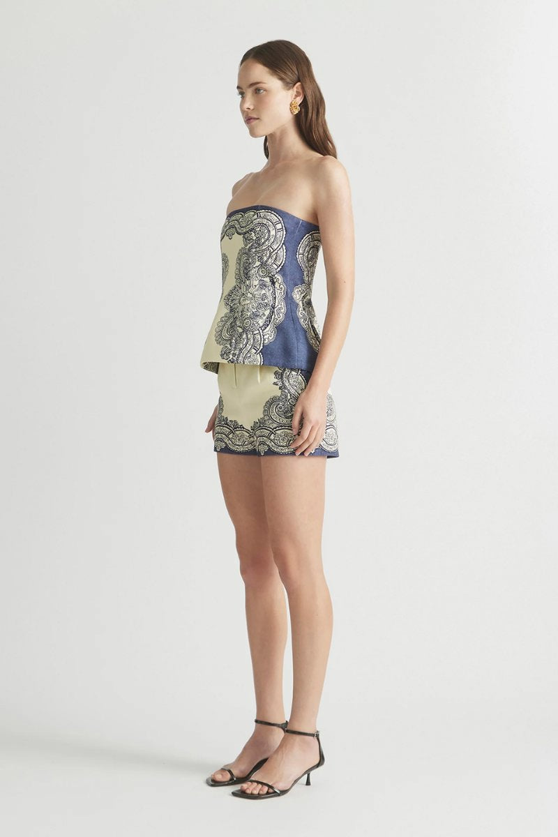 SCULPTRUAL BANDEAU TOP-STEEL BLUE Tops ANTIPODEAN 
