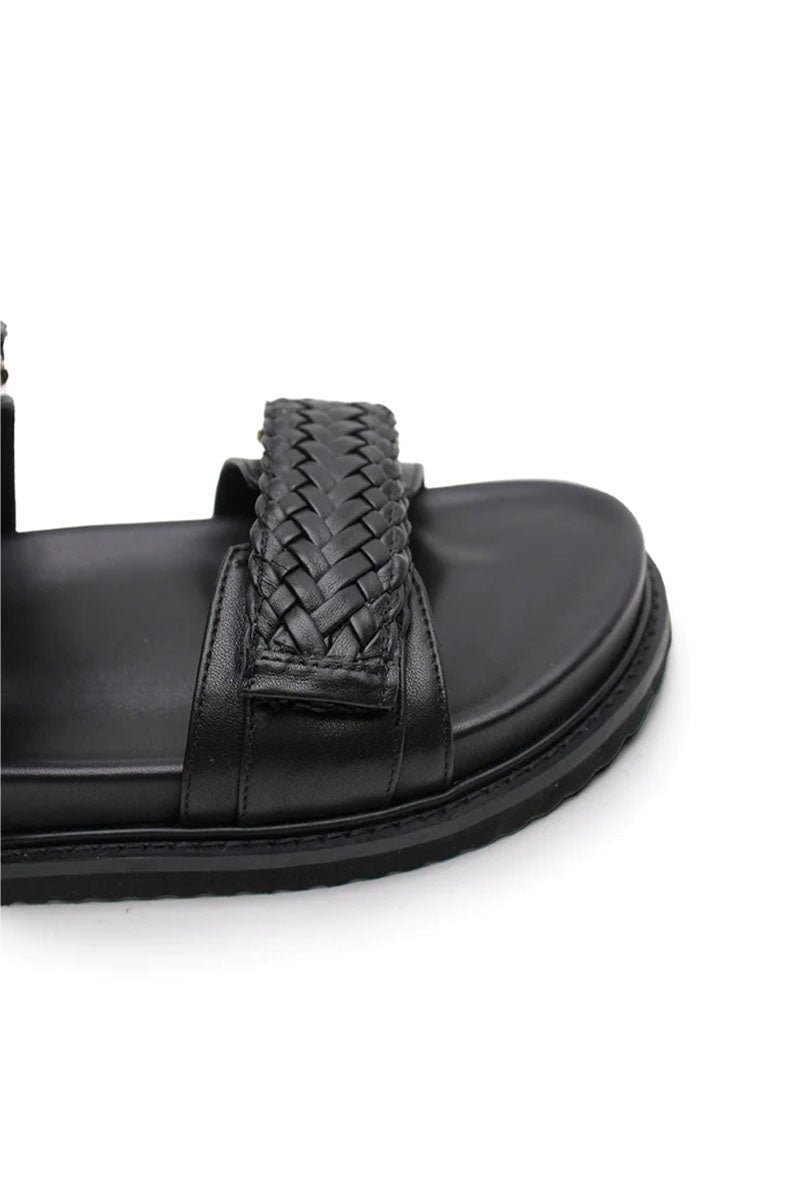 ISLA BRAIDED SANDAL-BLACK Shoes LA TRIBE 