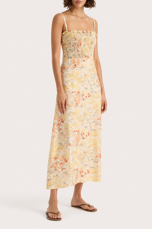SORANA MIDI DRESS-ADELINE FLORAL YELLOW Midi Dress Faithfull the Brand 