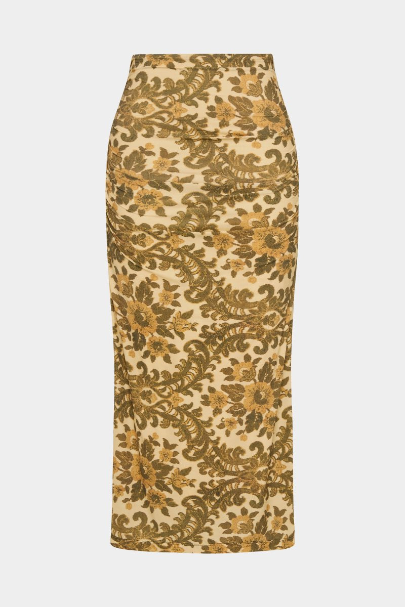 AVENTINE RUCHED SKIRT-OLIVE FILIGREE Skirts SIR. 