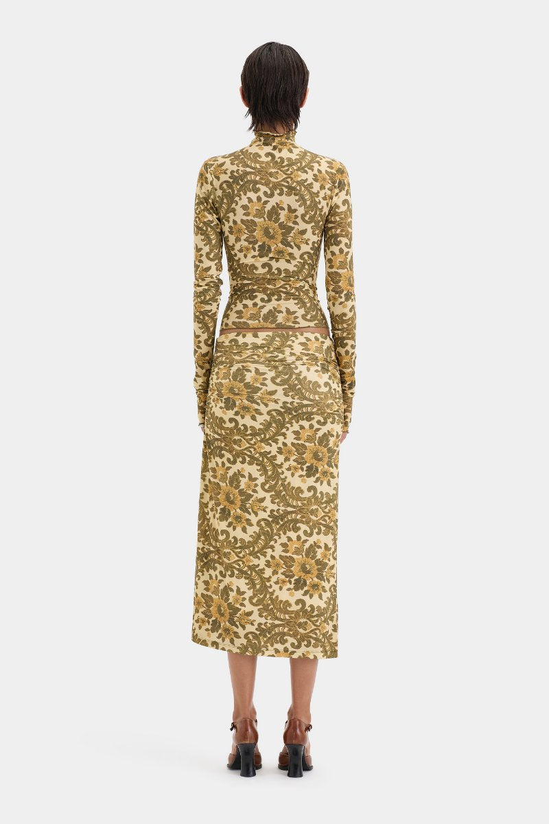 AVENTINE RUCHED SKIRT-OLIVE FILIGREE Skirts SIR. 