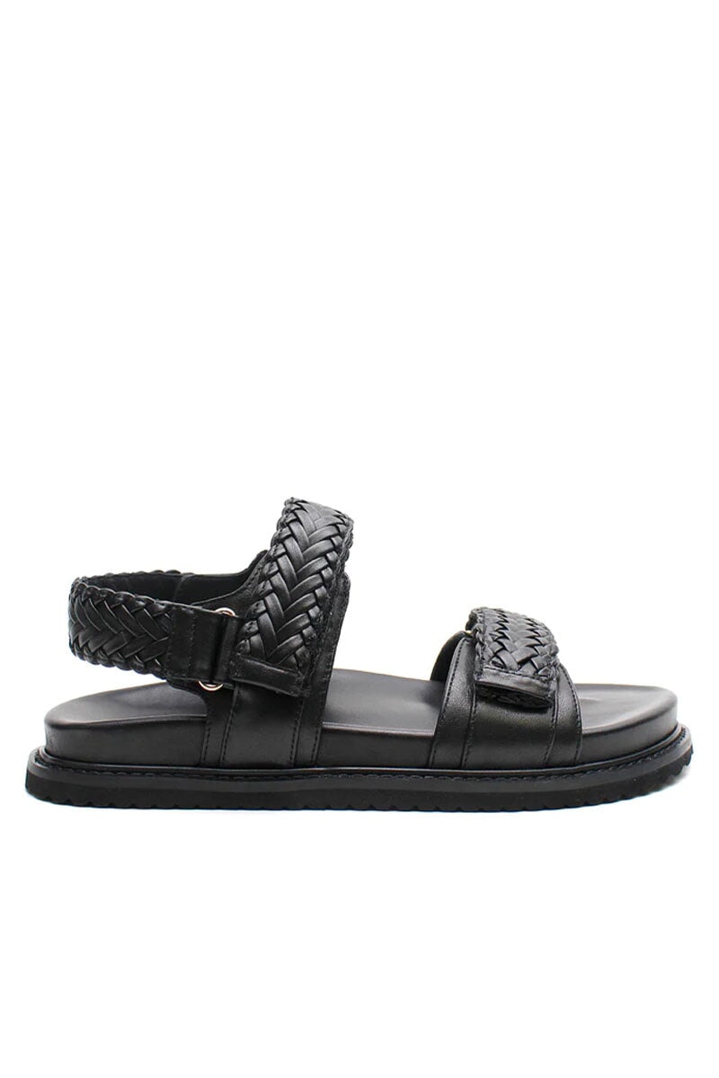 ISLA BRAIDED SANDAL-BLACK Shoes LA TRIBE 