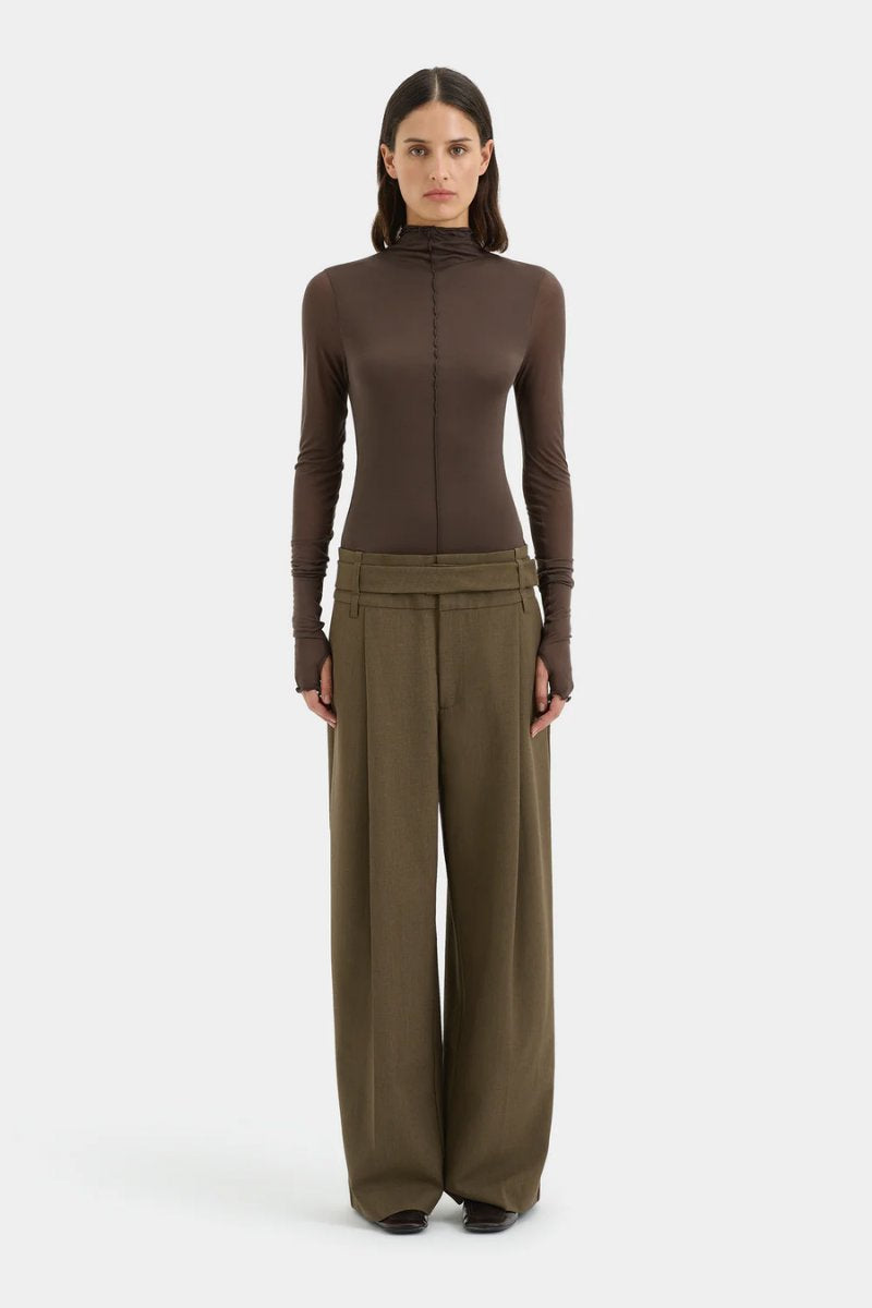 SARTORIA BELTED TROUSER-CHOCOLATE MARLE Pants SIR. 