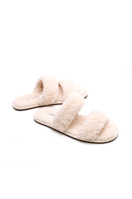 DOUBLE STRAP SHEARLING-CREAM Shoes LA TRIBE 36 Cream 