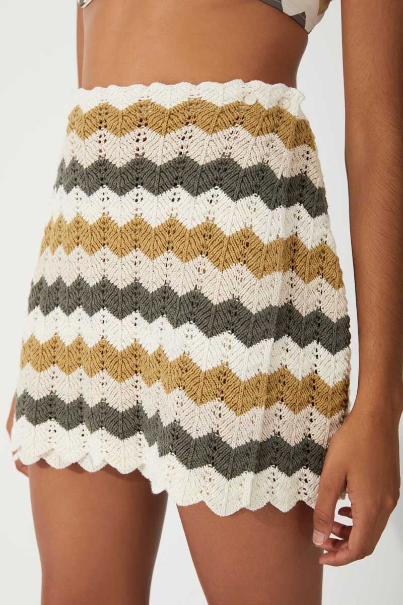 CHEVRON COTTON CROCHET MINI SKIRT-CHEVRON Skirts Zulu and Zephyr 