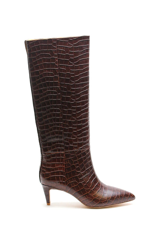 SLOANE KNEE HIGH BOOT-CHOCOLATE CROC Shoes LA TRIBE 36 Chocolate Croc 