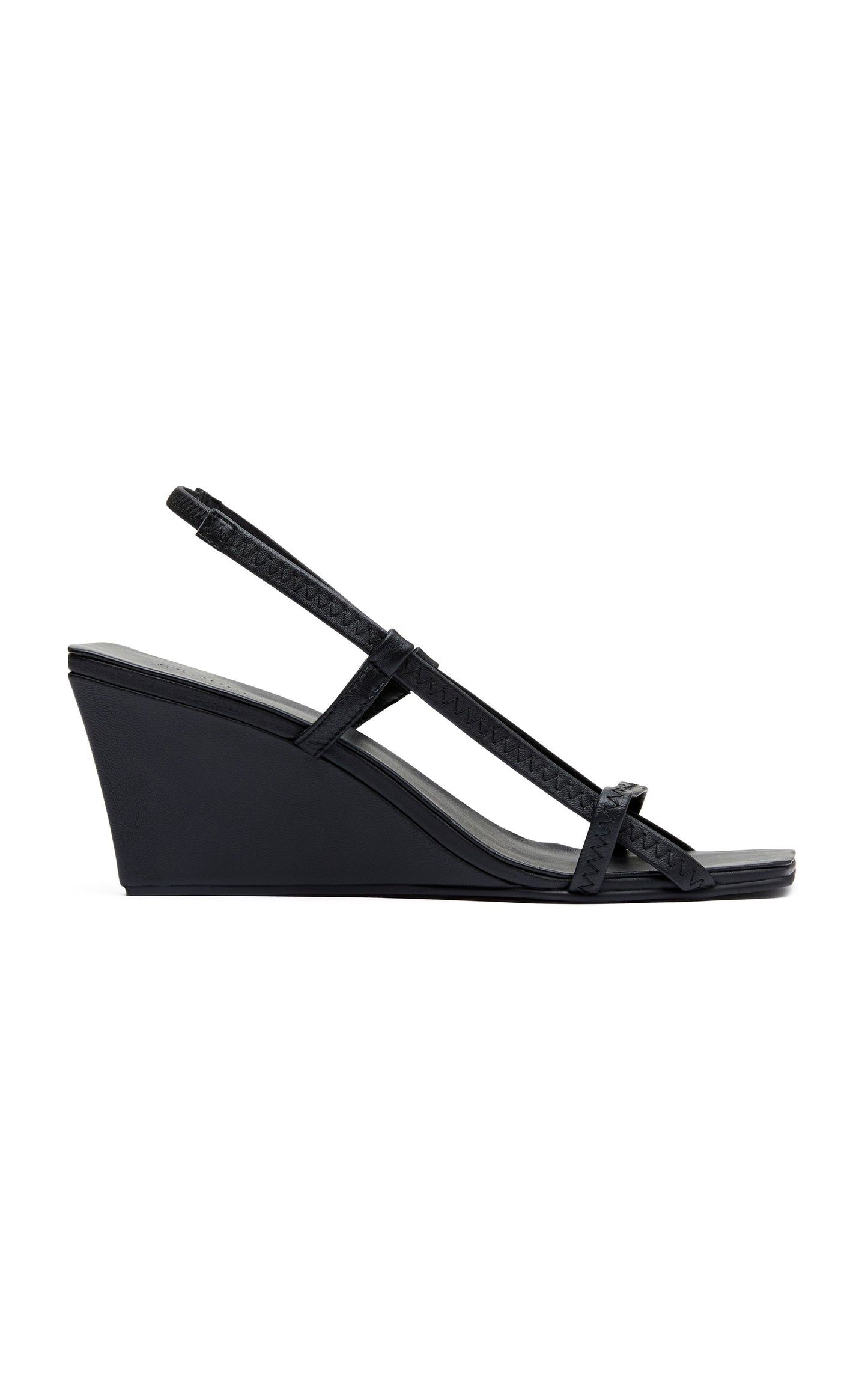 FINE STRAP SLING BACK WEDGE-BLACK Shoes ST AGNI 36 Black 