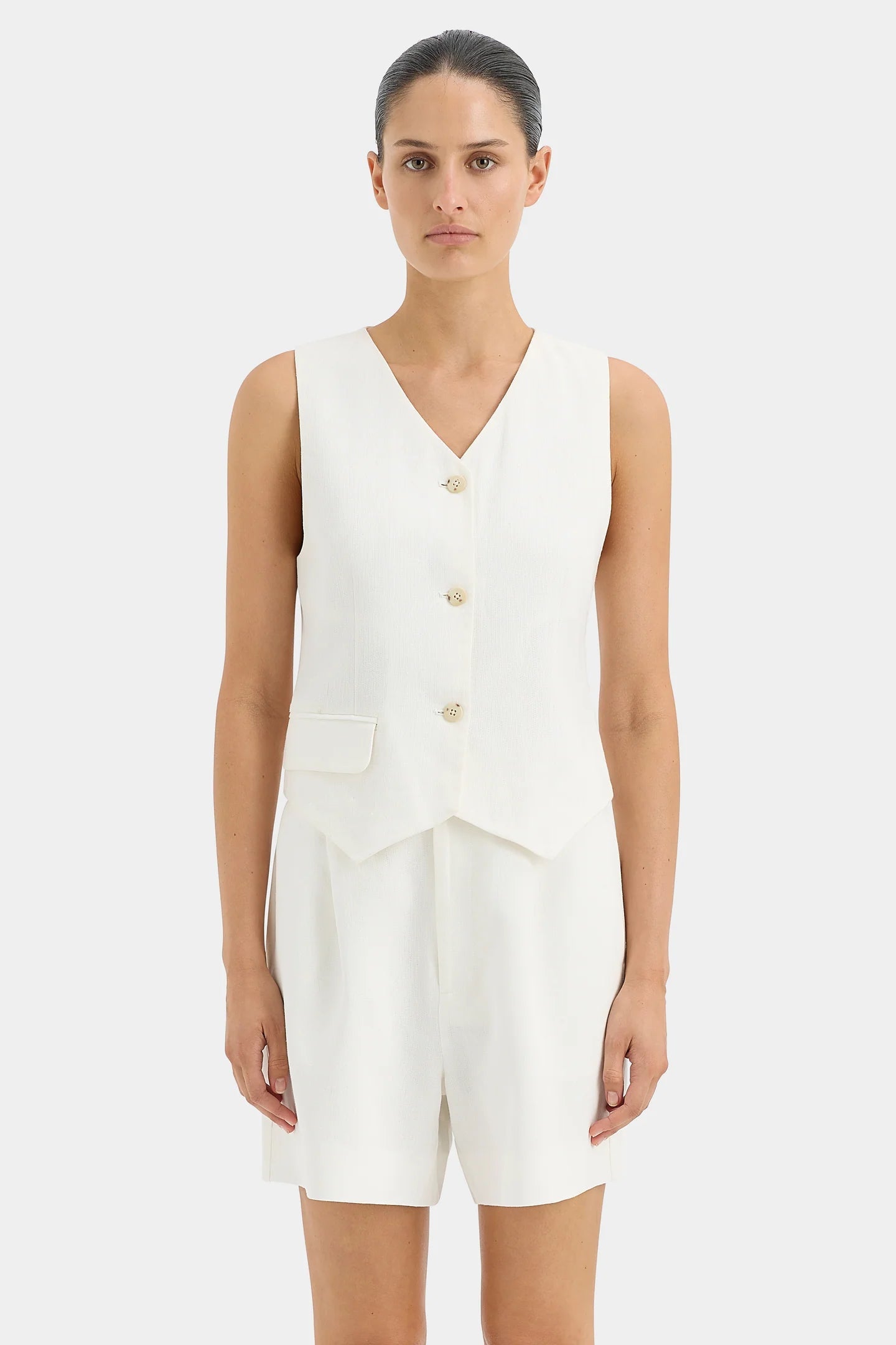 CLEMENCE TAILORED VEST-IVORY Tops SIR. 