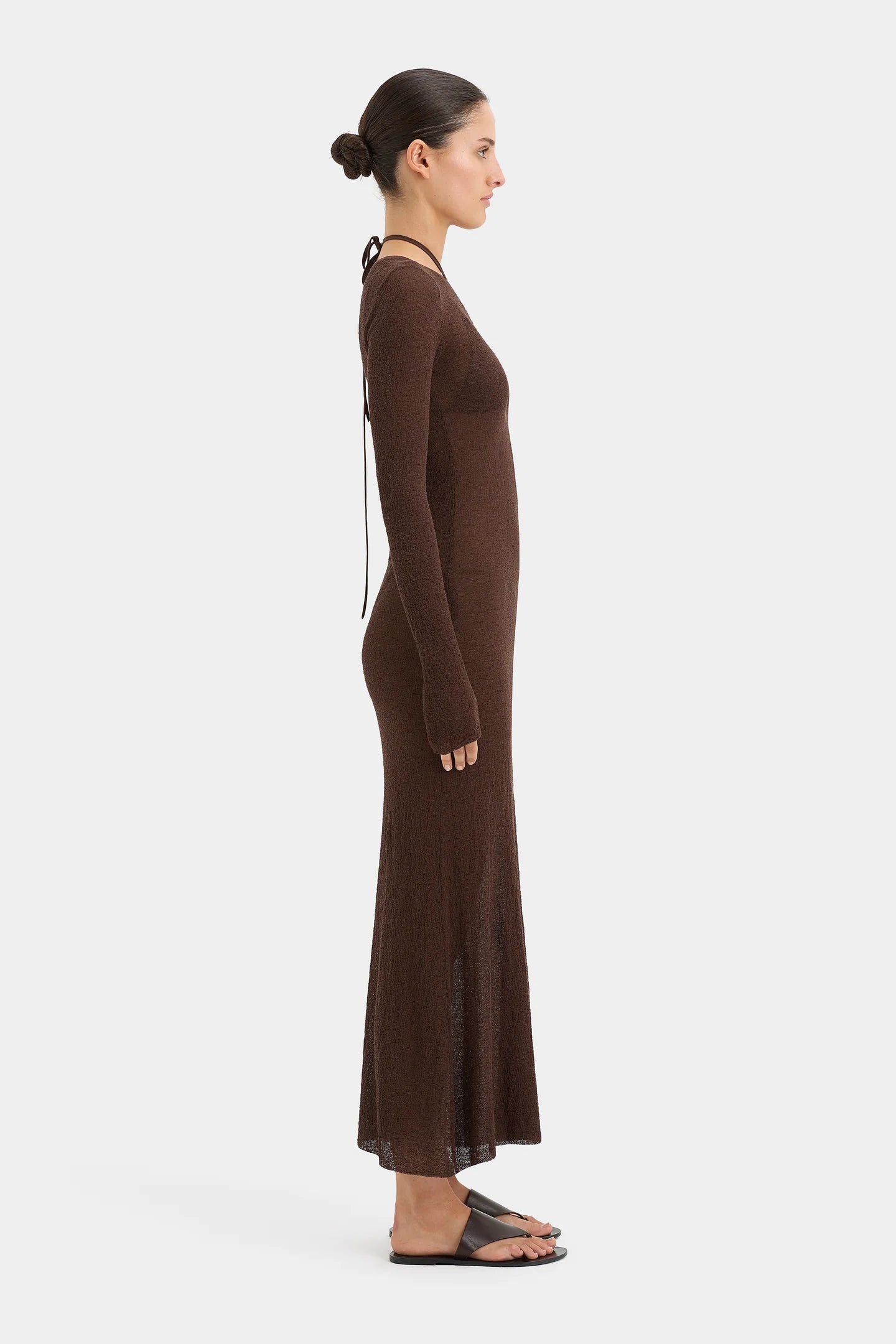 EMMELINE HALTER LONG SLEEVE DRESS-CHOCOLATE Dress SIR. 