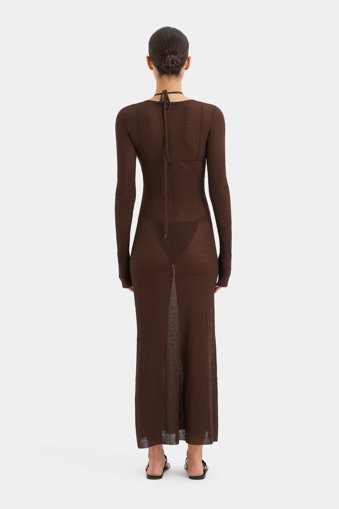 EMMELINE HALTER LONG SLEEVE DRESS-CHOCOLATE Dress SIR. 