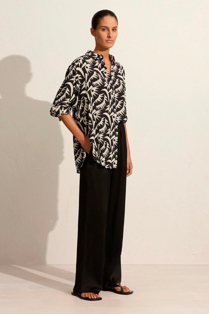 LONG SLEEVE SILK SHIRT-PALMETTO Tops Matteau 
