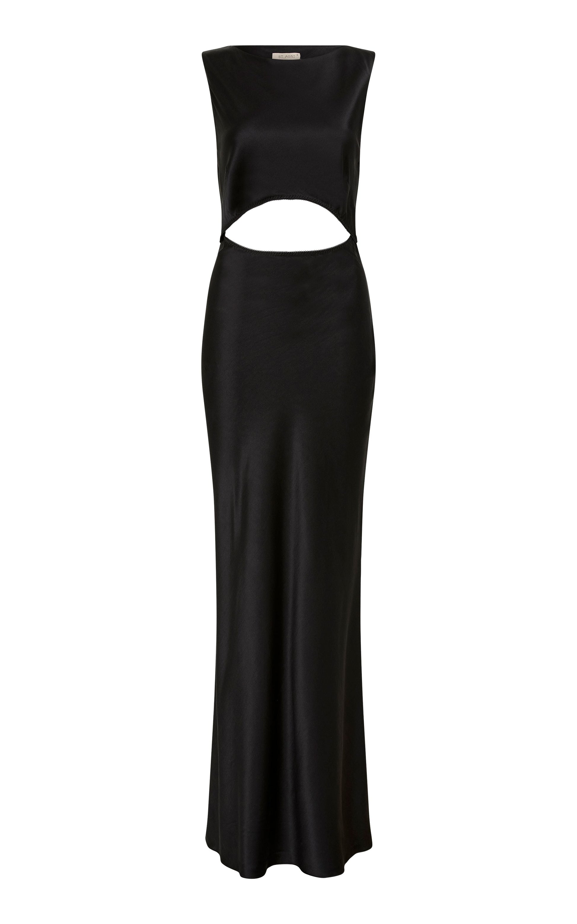 SOFT SILK CUT OUT DRESS-WASHED BLACK Dress ST AGNI XS Washed Black 