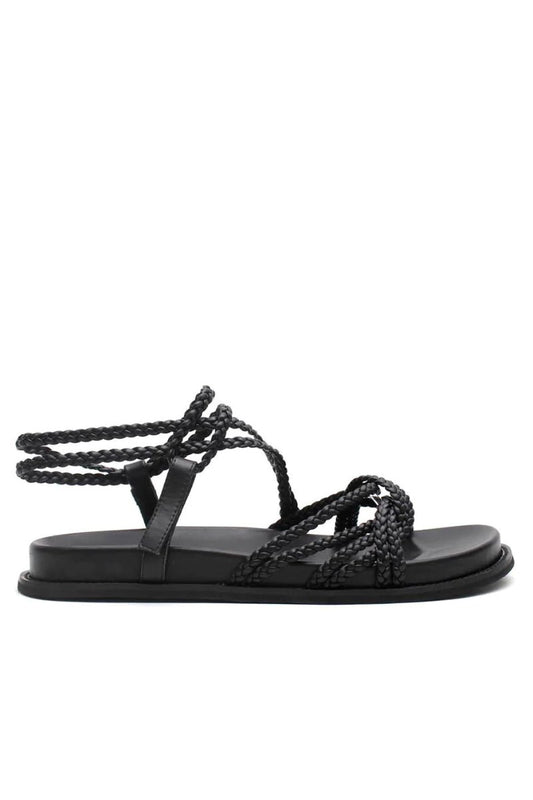 PLAITED SANDAL-BLACK Shoes LA TRIBE 36 Black Black 